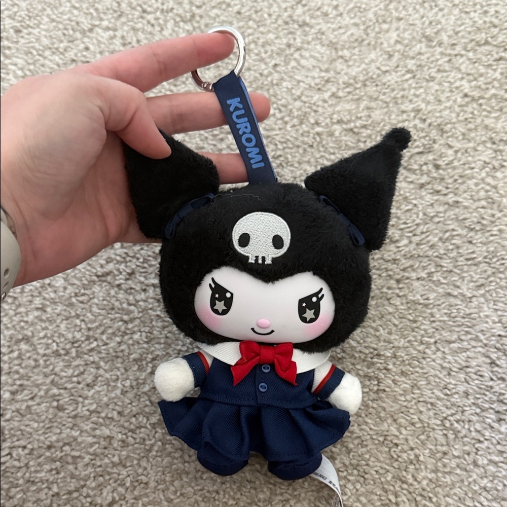 Kuromi Plush Keychain - Black & Navy School Outfit